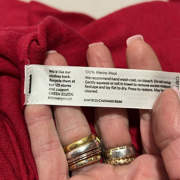 Eileen Fisher Woman Red Merino Wool Long Sleeve Turtleneck Sweater Size 3X - Picture 8 of 8